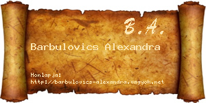 Barbulovics Alexandra névjegykártya
